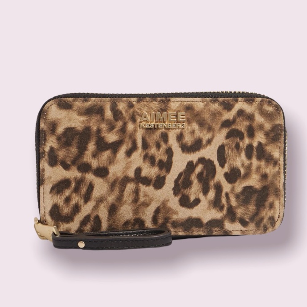 Aimee Kestenberg Jenna Zip Around Wristlet with RFID in Amazon Leopard